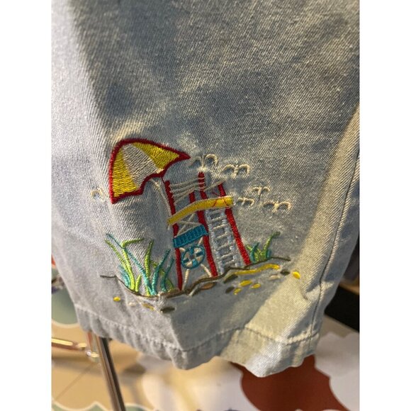 Vintage 90s K.T. Sport Keneth too Light Wash Denim Embroidered Capri Pants SZ MP - Picture 6 of 10